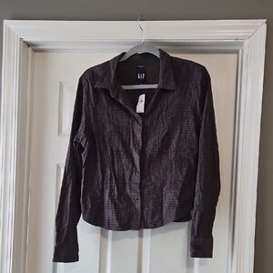 GAP Women's Dark Plaid Button-Down Shirt